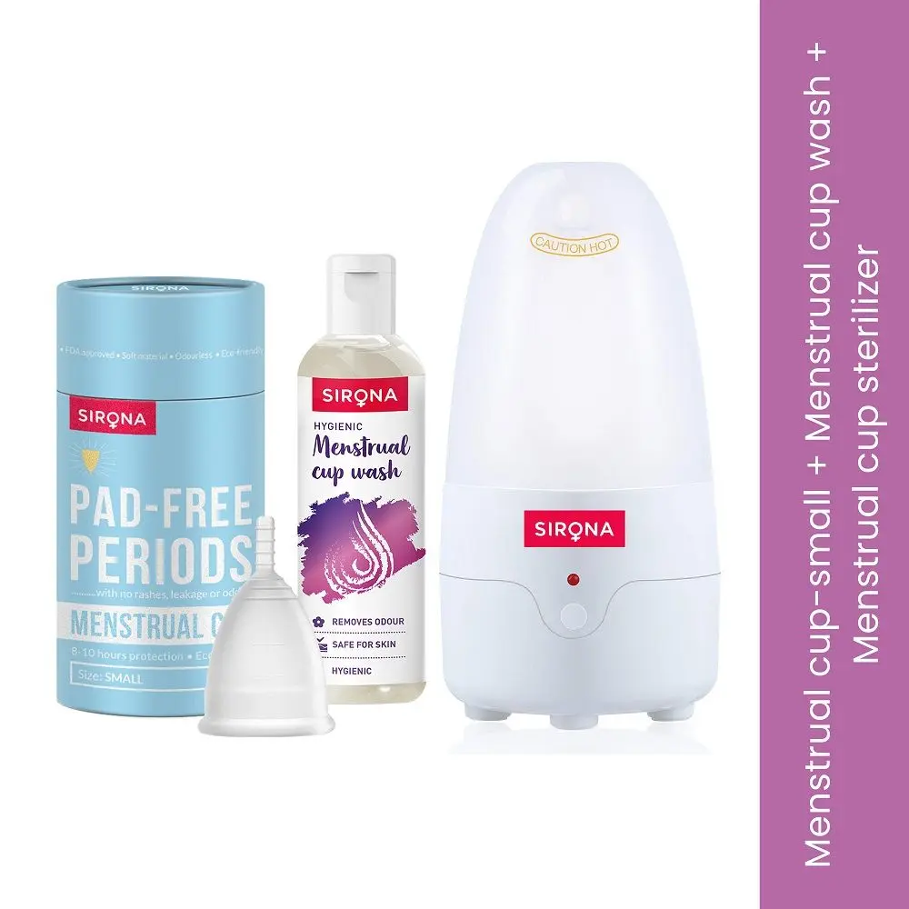 Sirona Menstrual Cup Life Combo with Menstrual Cup, Sterilizer and Menstrual Cup Wash