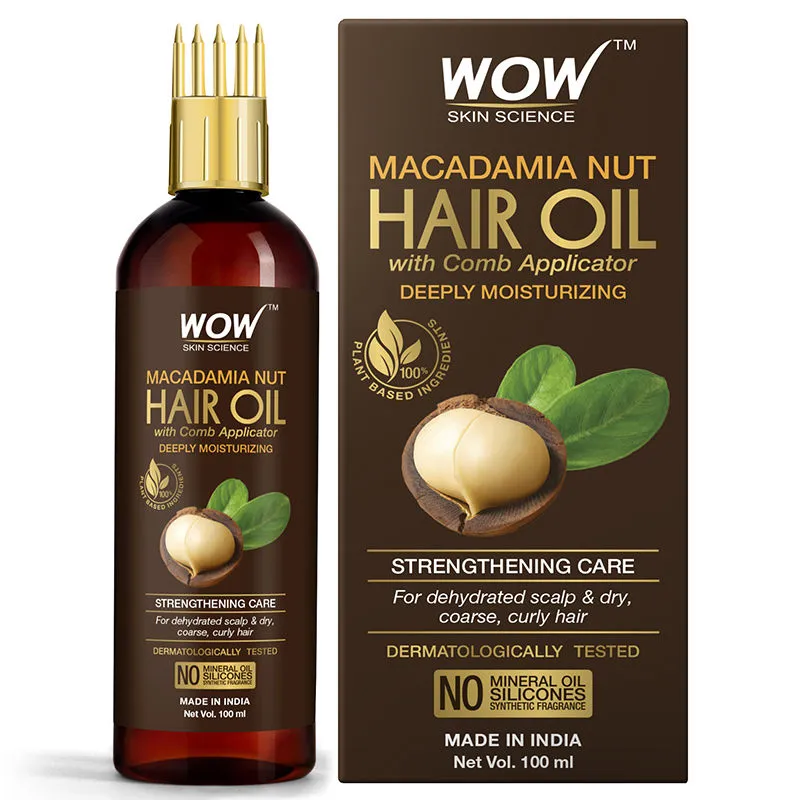 WOW Skin Science Macadamia Nut Hair Oil - With Comb Applicator