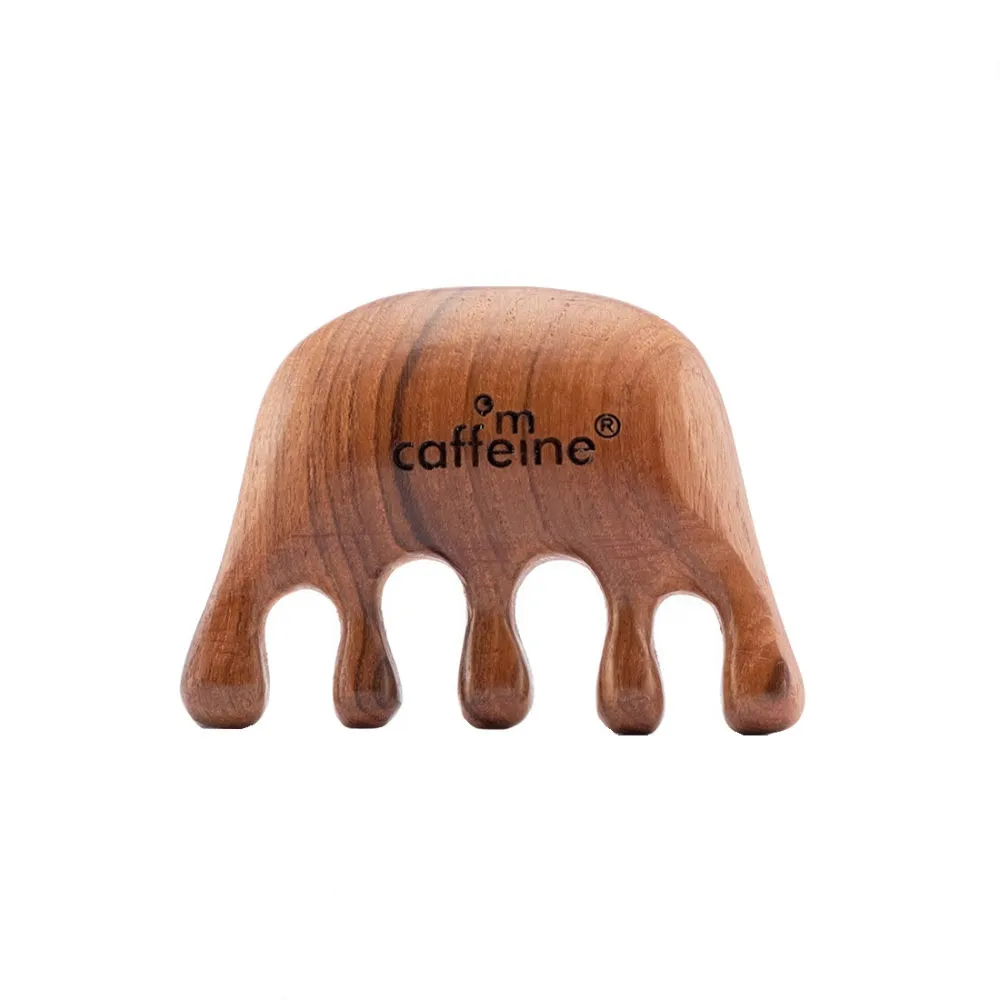 MCaffeine Teakwood Head Massage Comb - Stimulates Roots & Improves Blood Circulation