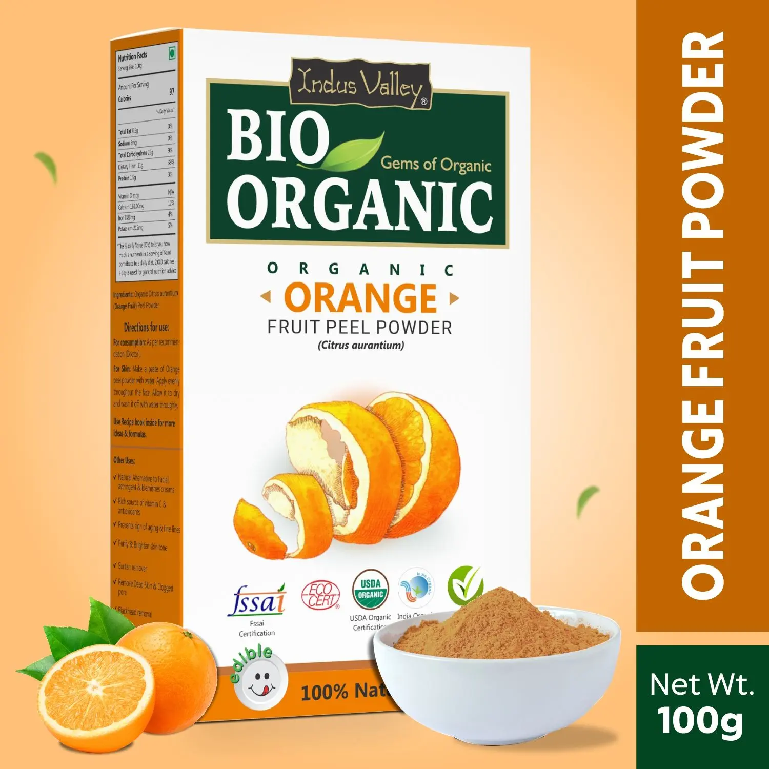 Indus valley bio organic orange peel powder