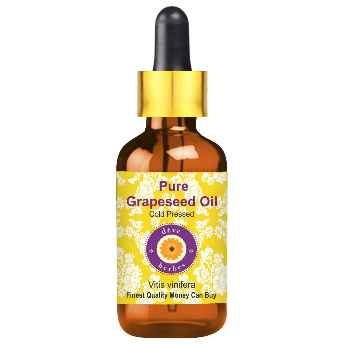 Deve Herbes Pure Grapeseed Oil (Vitis Vinifera) Cold Pressed For Even Skin Tone,Fine Lines & Wrinkle