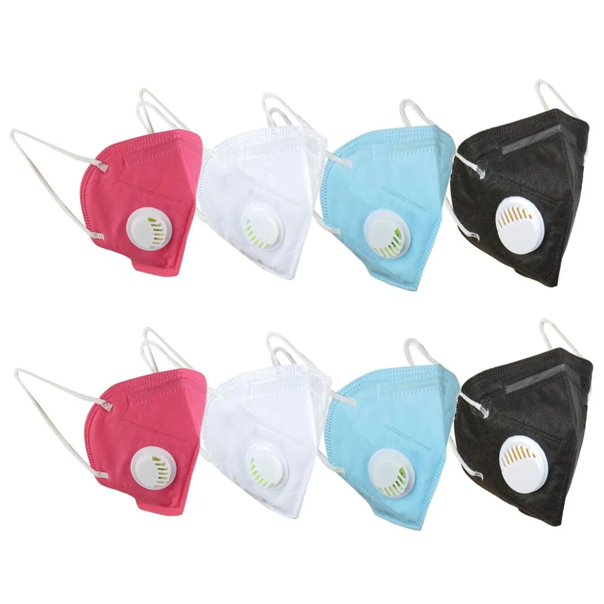 Fabula Pack of 8 KN95/N95 Anti-Pollution Reusable 5 Layer Mask (White,Black,Blue,Pink)