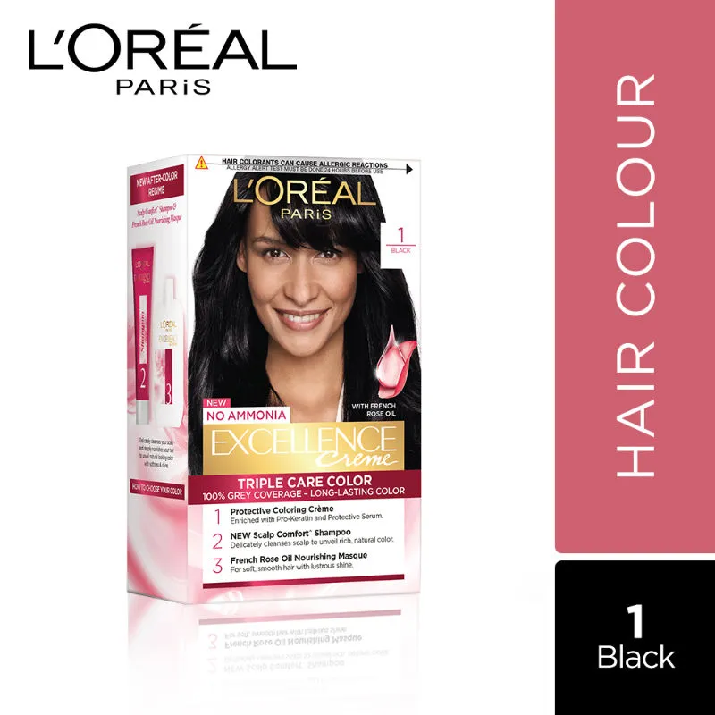 L'Oreal Paris Excellence Creme Triple Care Hair Color - 1 Black