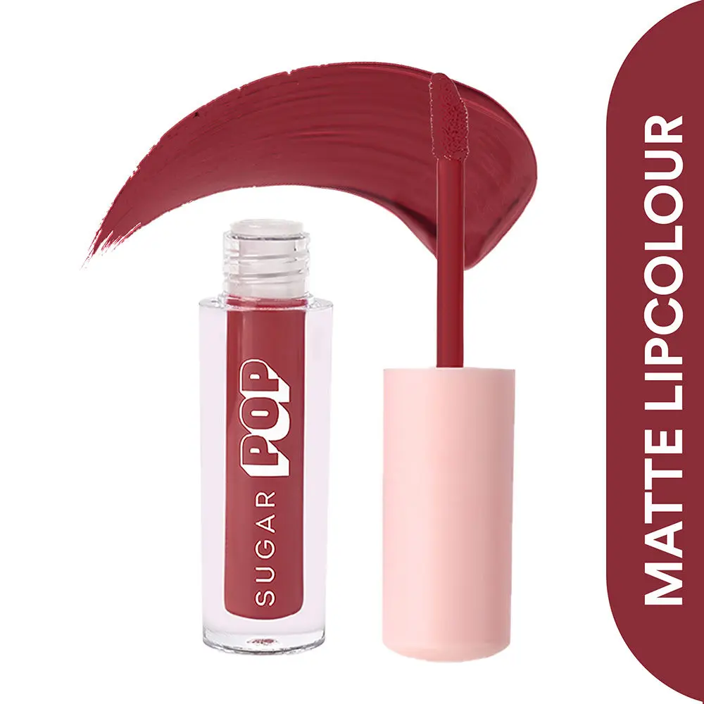 SUGAR POP Matte Lipcolour - 19 Cranberry (Oxblood Red) – 1.6 ml - Lasts Up to 8 hours l Mauve Lipstick for Women l Non-Drying, Smudge Proof, Long Lasting