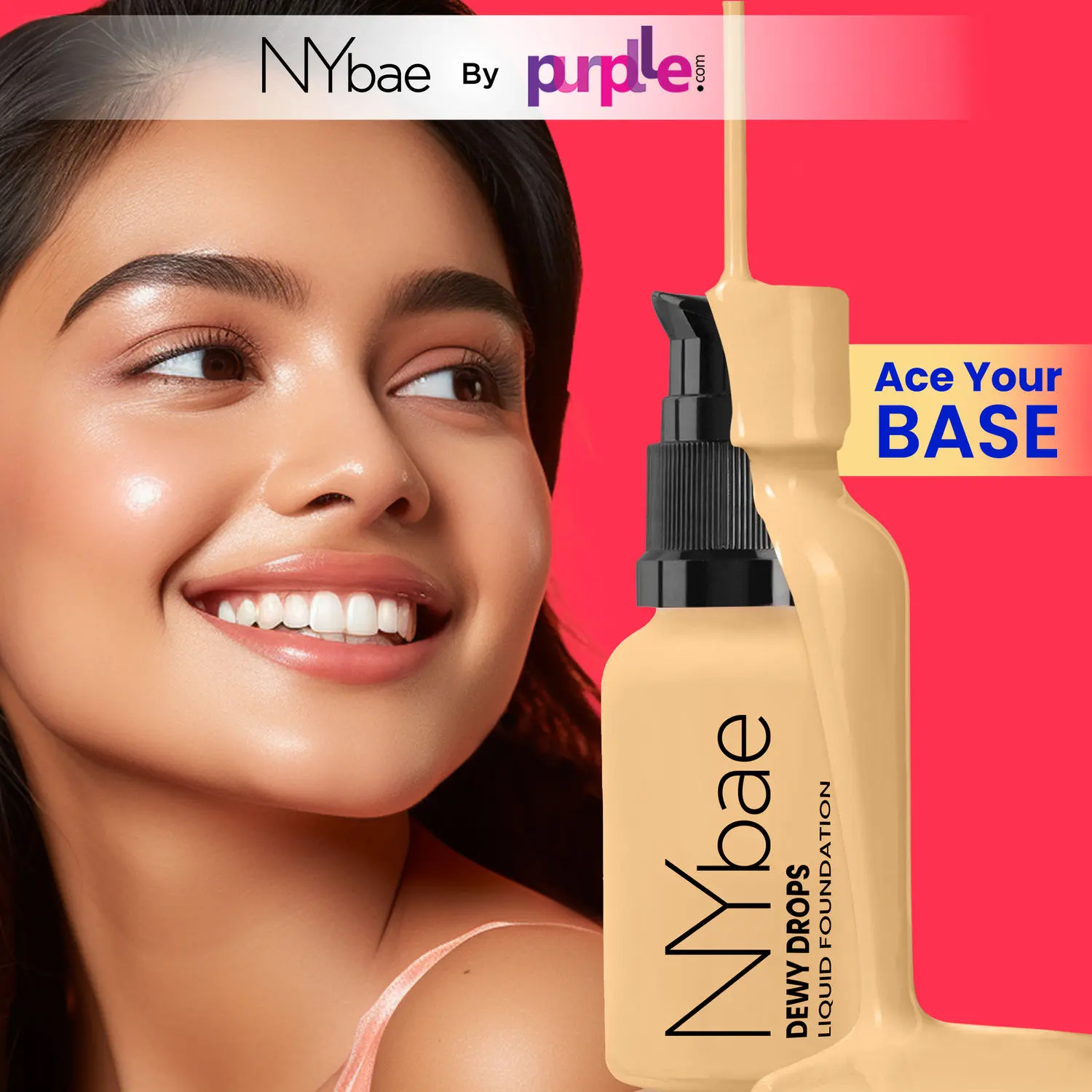 NY Bae Dewy Drops Foundation| Natural Finish | Everyday Glow |Lightweight Concealer | Moisturising - Mocha 06 (30 ml)