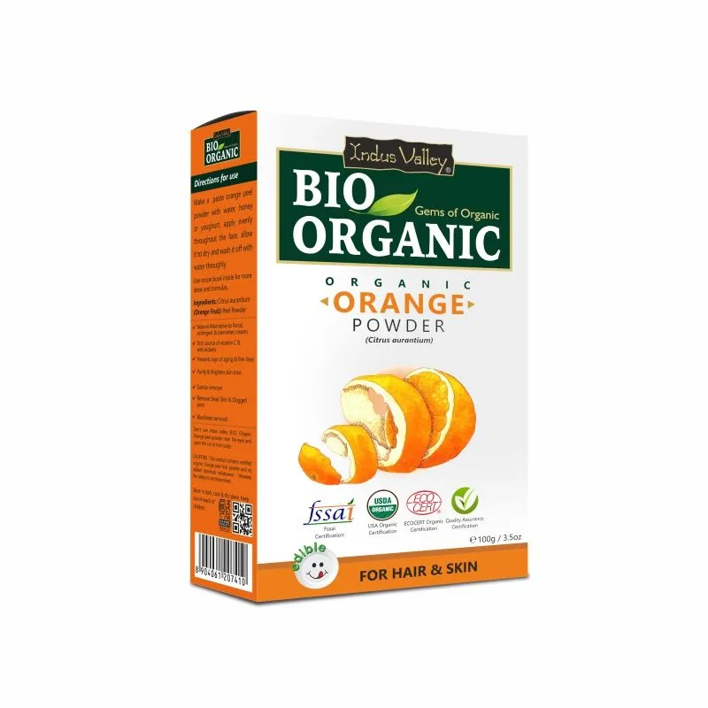 Indus Valley Bio Organic Orange Peel Powder for Skin Lightening Face Pack