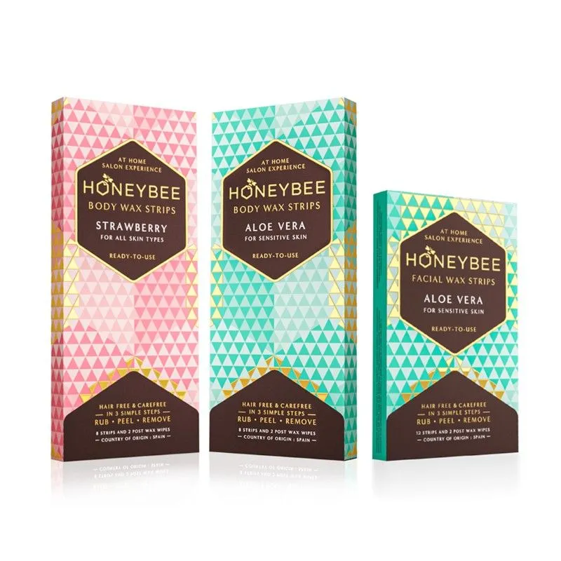 Honeybee Strawberry Body, Aloe Vera Body & Face Wax Strips Trio