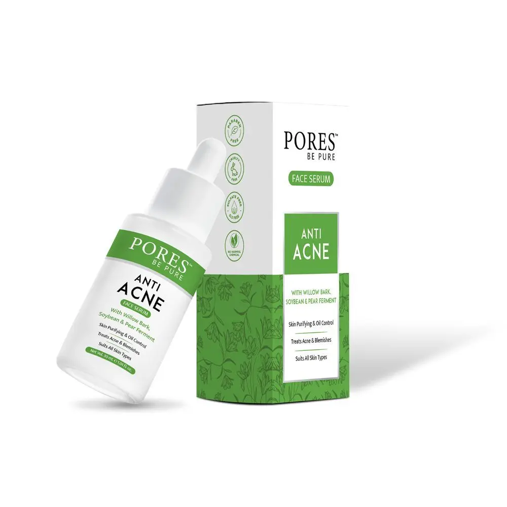 PORES Be Pure Anti Acne Face Serum For Acne & Acne Marks | Spot Treatment Face Serum for Oily Skin & Acne Prone Skin for Men & Women - 30 mL