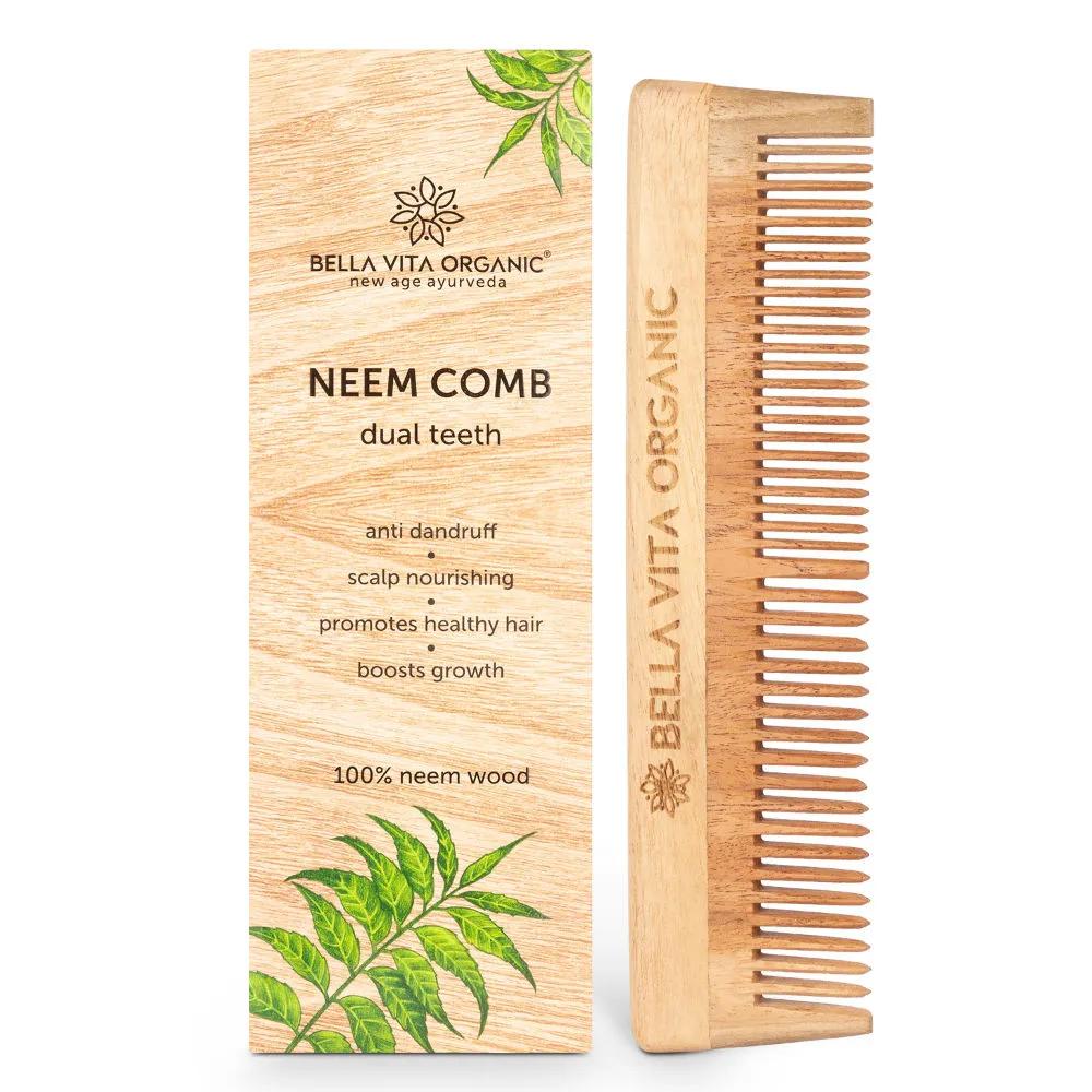 Bella Vita Organic Dual Teeth Wooden Neem Comb