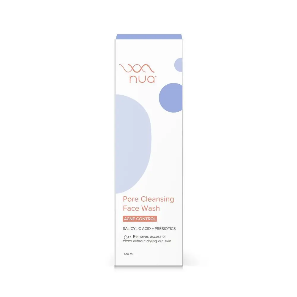 Nua Pore Cleansing Face Wash | Acne Control | Salicylic Acid Face Wash with Glycolic Acid & Prebiotics, 120ml