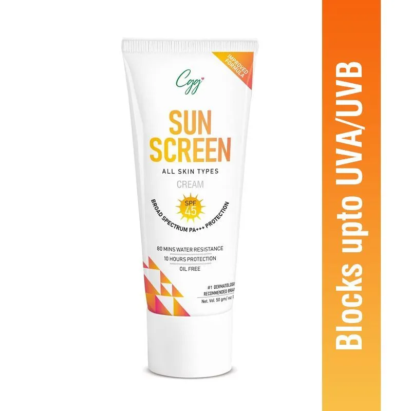 CGG Cosmetics Sunscreen Cream Spf 45, Pa+++ Broad Spectrum, Uva/uvb Block For Men & Women