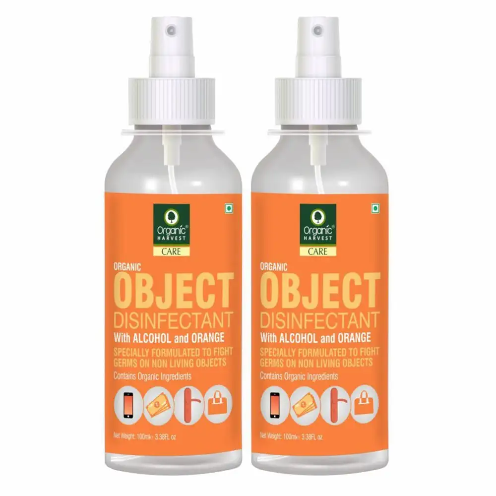 Organic Harvest Object Disinfectant,  Alcohol & Orange  100 ml  Protection from Germs (Pack of 2)