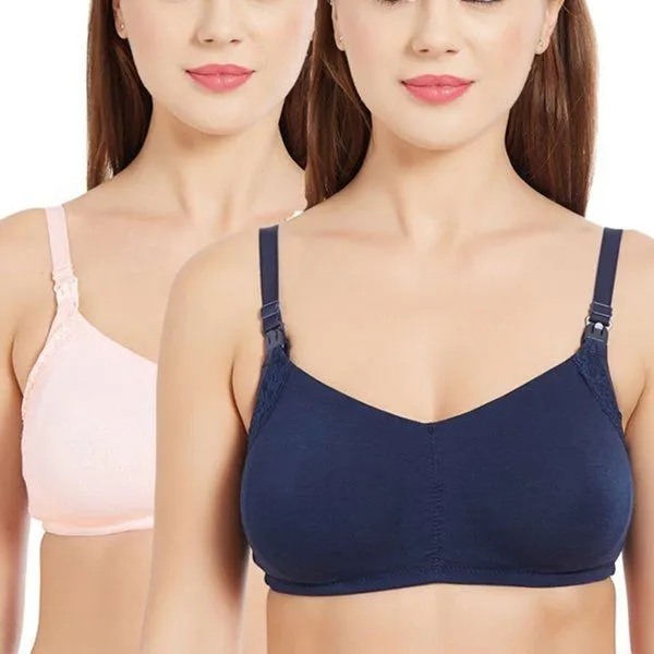 Inner Sense Organic Antimicrobial Soft Feeding Bra with Removable Pads Pack of 2 - Multi-Color