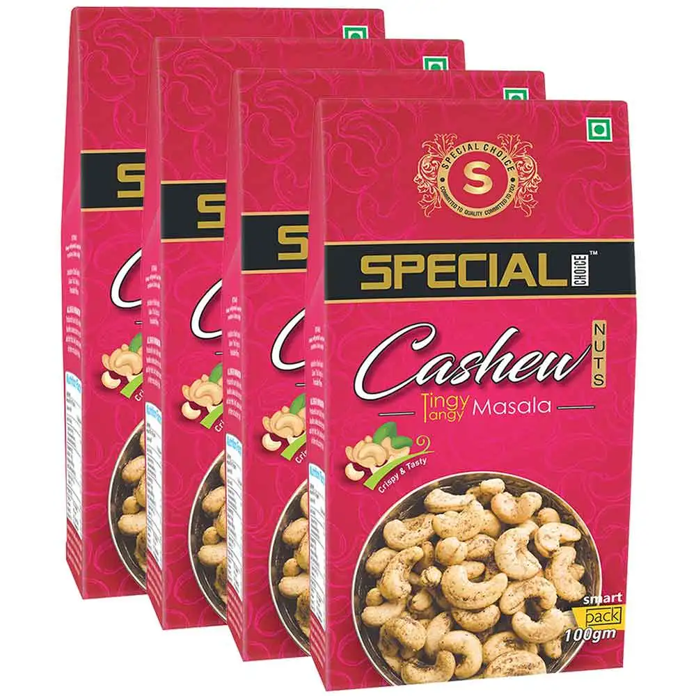 Special Choice Cashew Nuts,  Tingy Tangy Masala (Pack of 4)  100 g