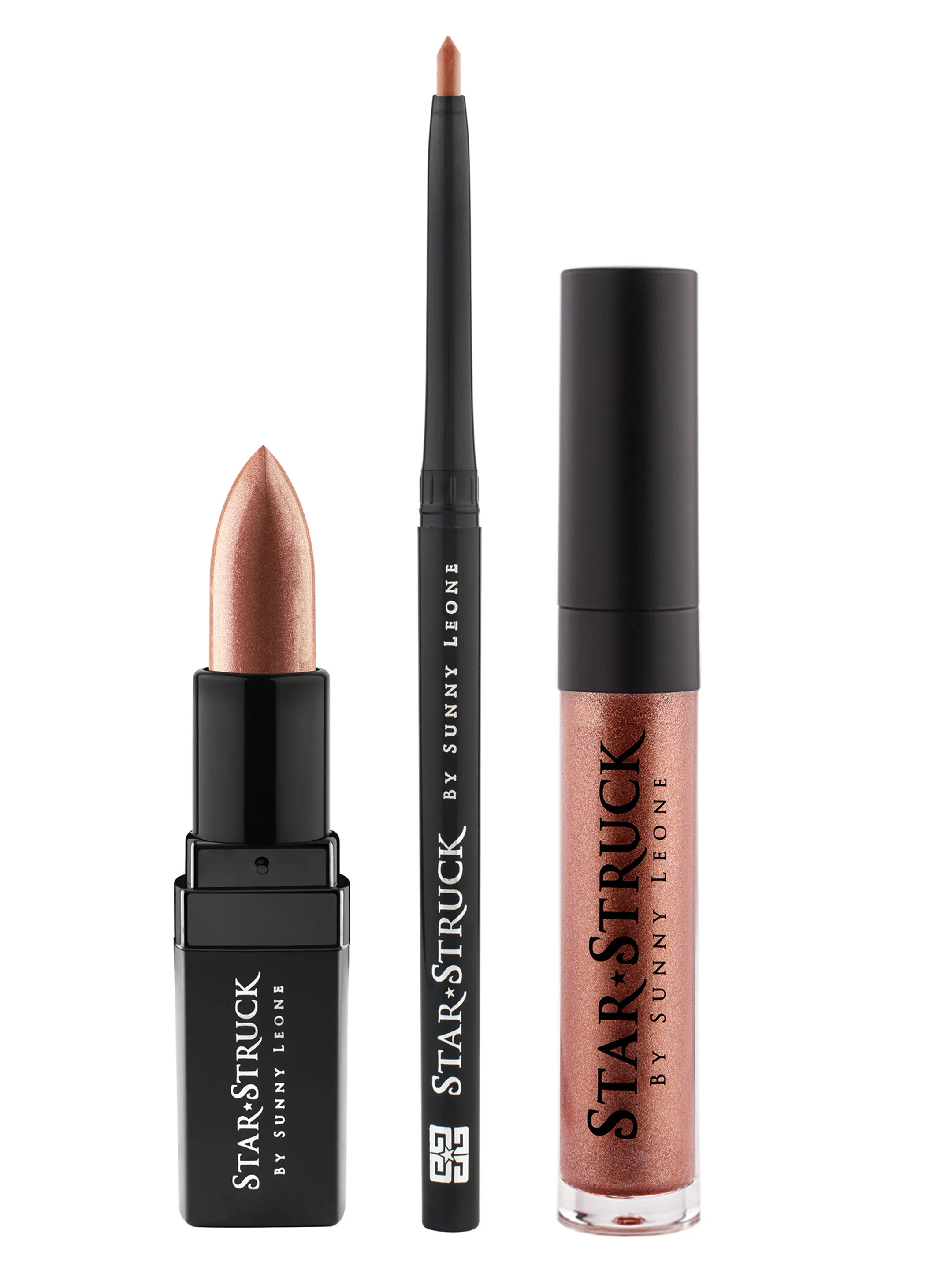 Star Struck Bronze Beauty 3 Piece Lip Kit(Intense Matte Lip Color, Liquid Lip Color, Longwear Lip Liner)