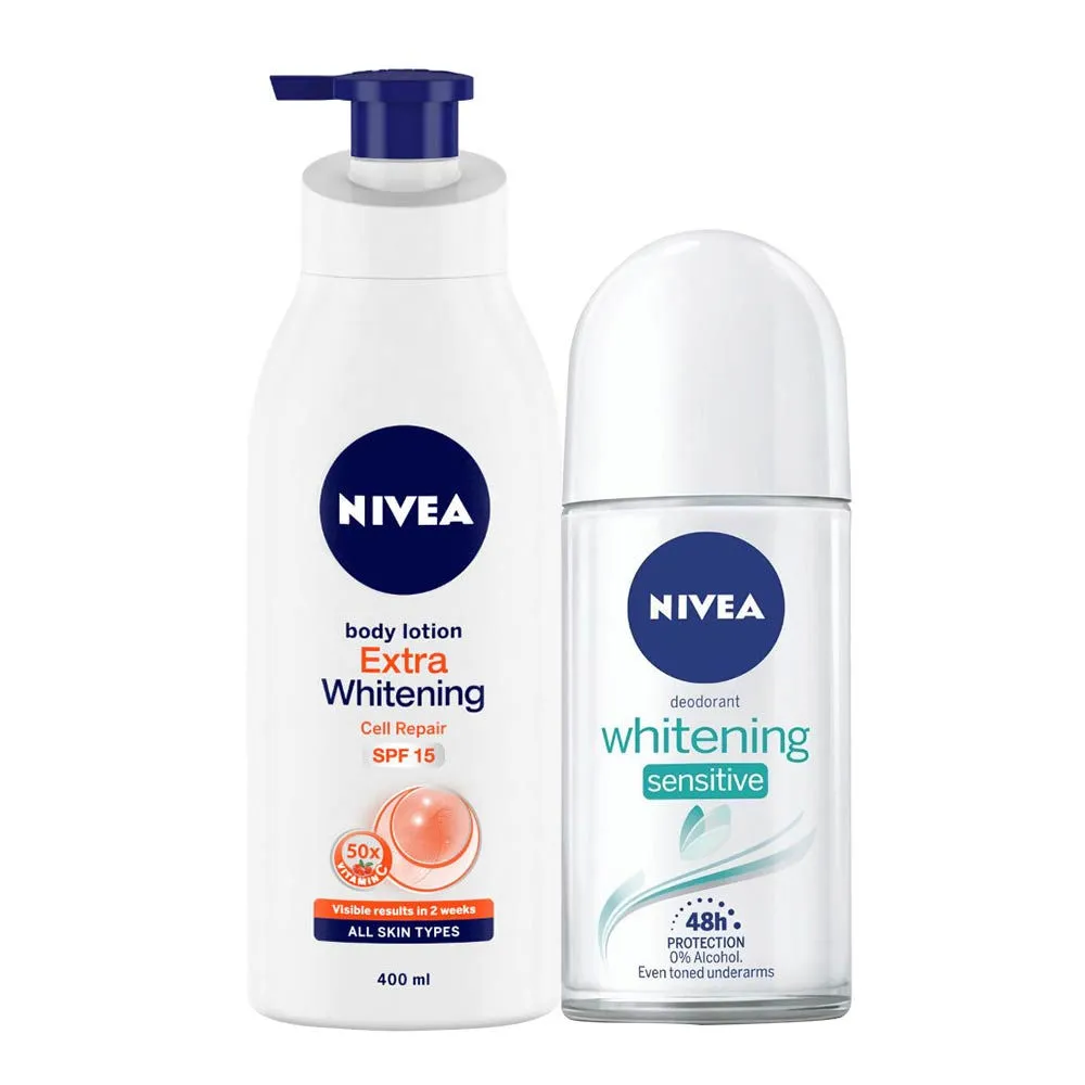 NIVEA Whitening Roll On & Body Lotion Combo