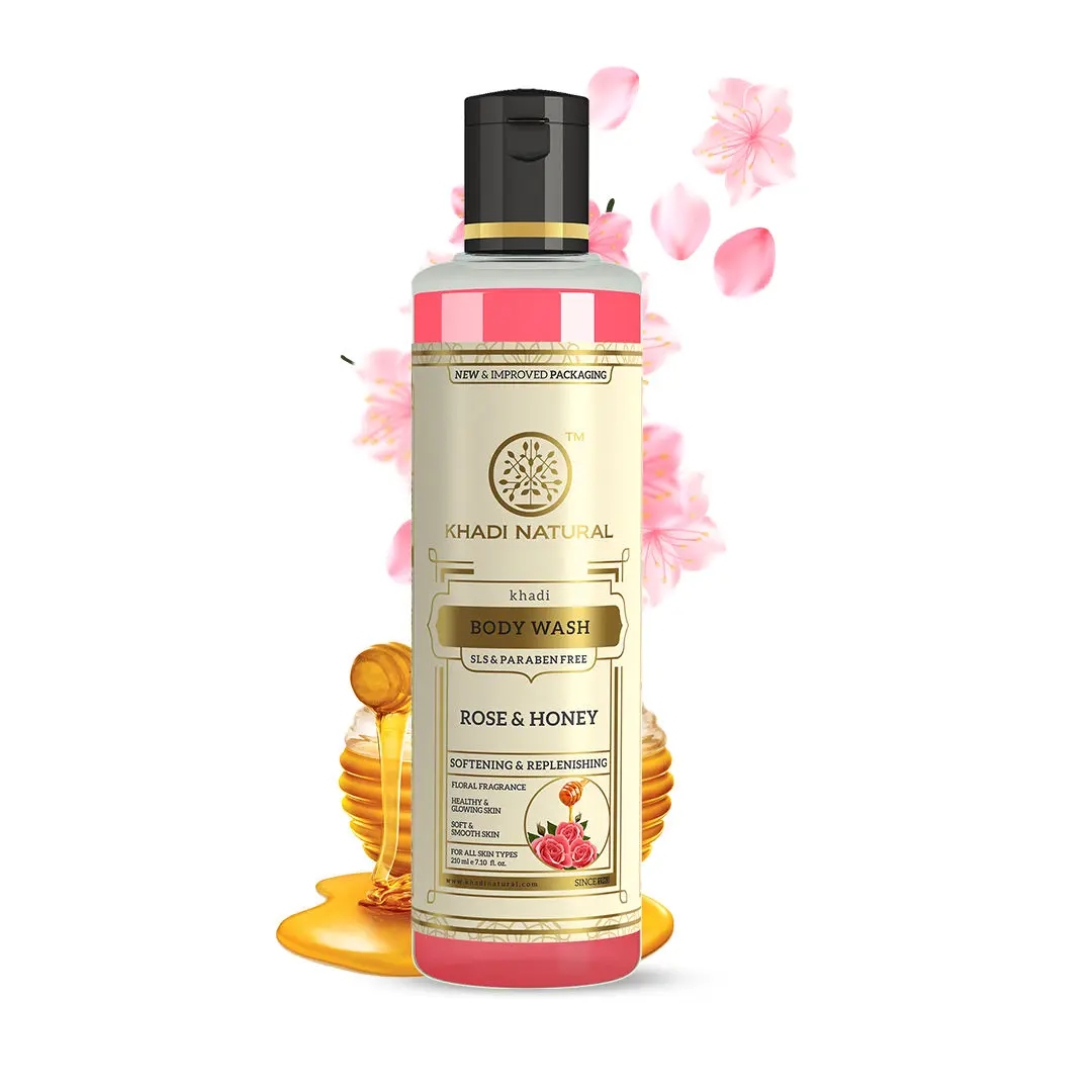 Khadi Natural Rose And Honey Antioxidant & Soothing Body Wash| SLS & Paraben Free - (210ml)