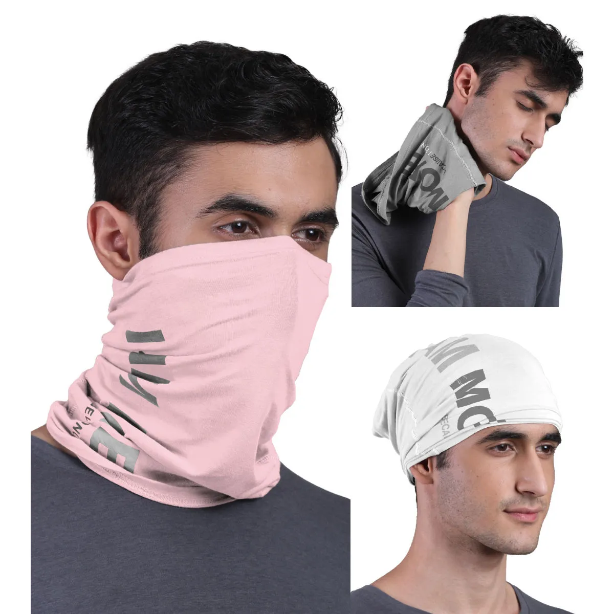 FREECULTR Unisex Printed Bamboo Bandana Anti Microbial Multipurpose Cloth Face Mask (pack Of 3)