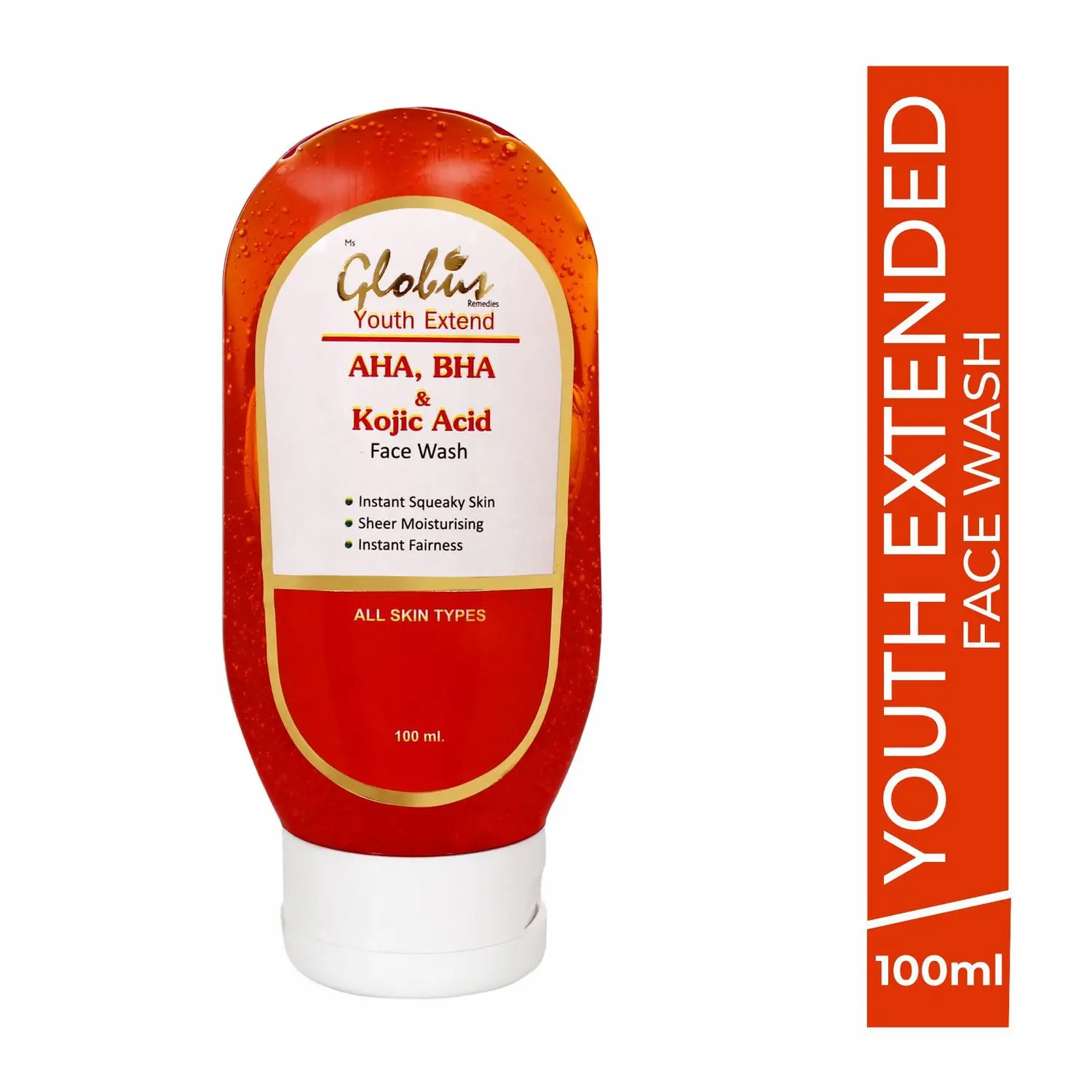 Globus Remedies Youth Extend Aha, Bha & Kojic Acid Face Wash 100 ml