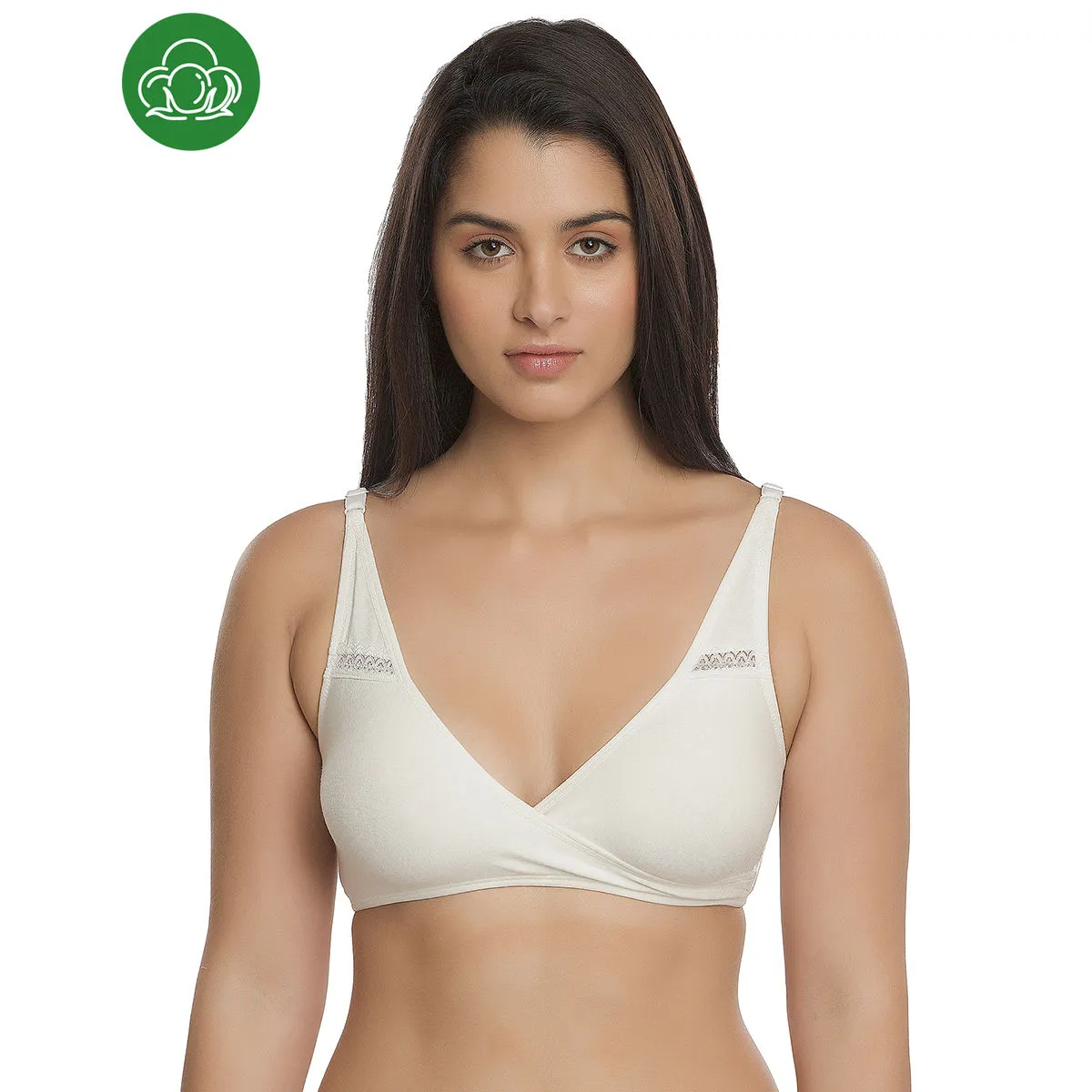 Inner Sense Organic Antimicrobial Sleeping/Feeding Bra Combo - White (38C)