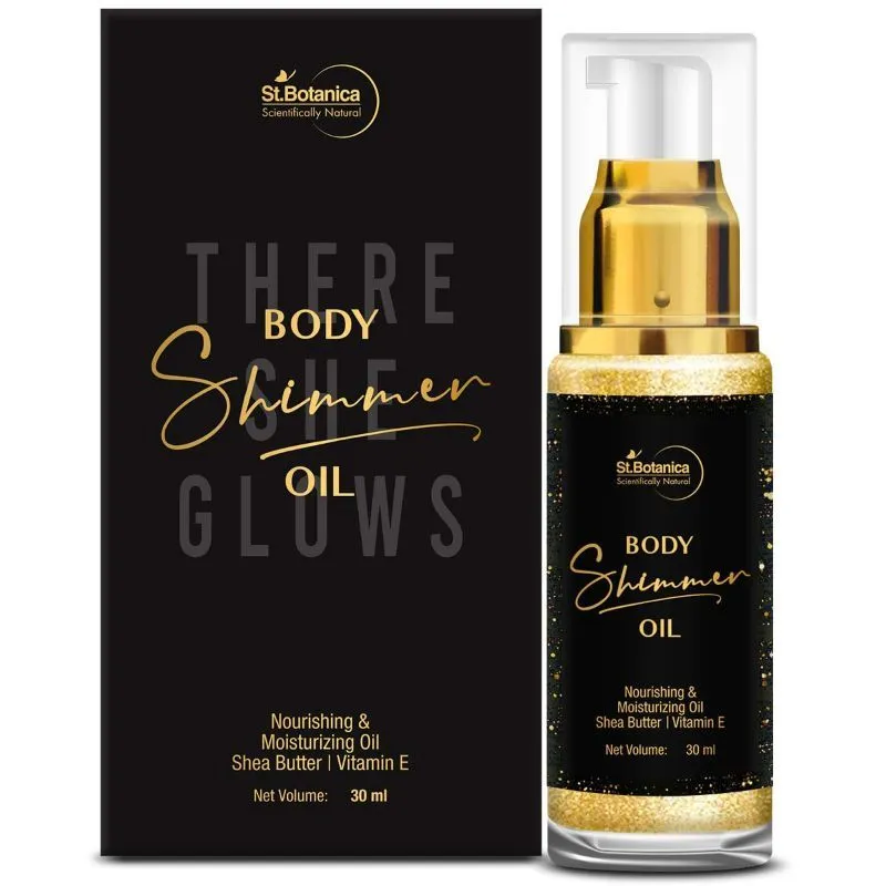 St.Botanica Body Shimmer Oil - Nourishing & Moisturizing Oil With Shea Butter, Vitamin E