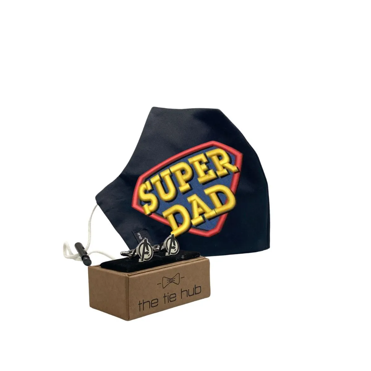 The Tie Hub SUPER DAD Color Face Mask A Cufflinks