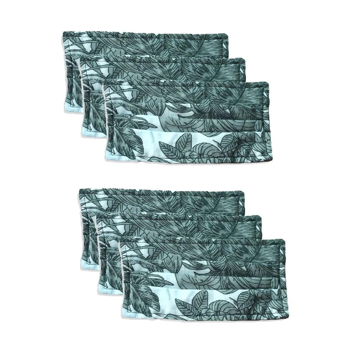 Bellofox 3-Ply Sea Green Oasis Cotton Face Mask Pack Of 6