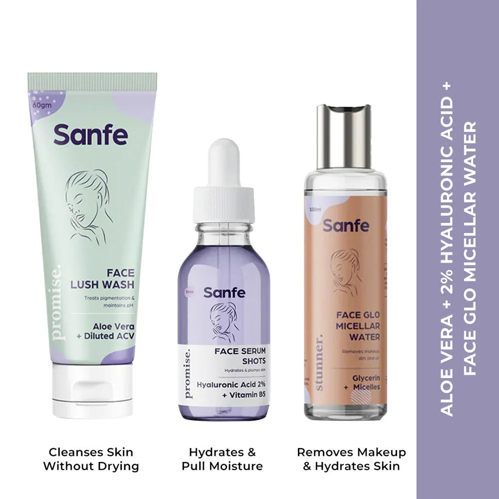 Sanfe Skin Hydration Kit - Face Wash, Serum & Micellar Water Regime