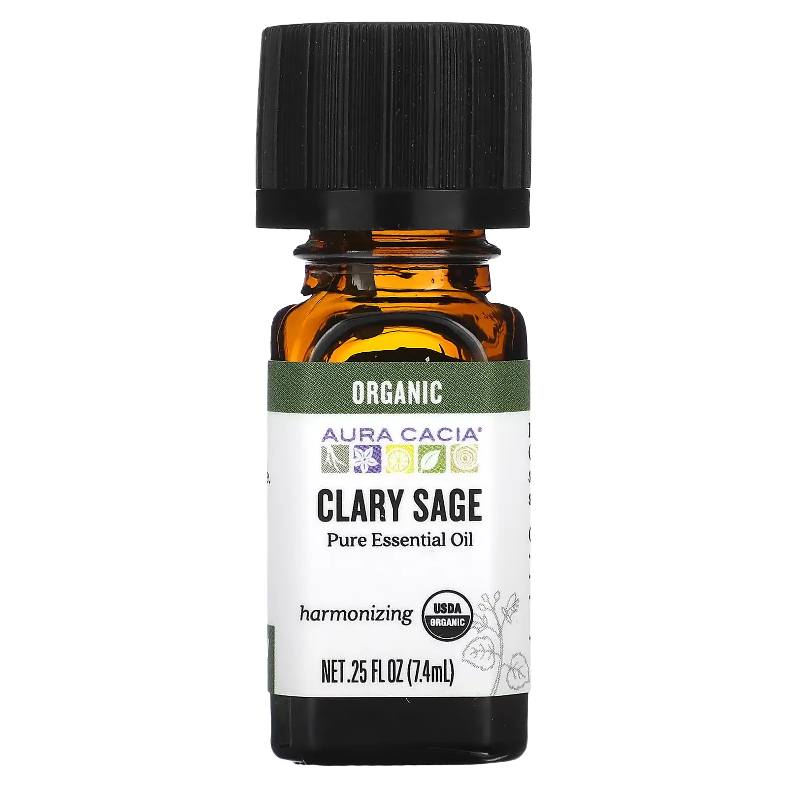 Pure Essential Oil, Organic Clary Sage, 0.25 fl oz (7.4 ml)