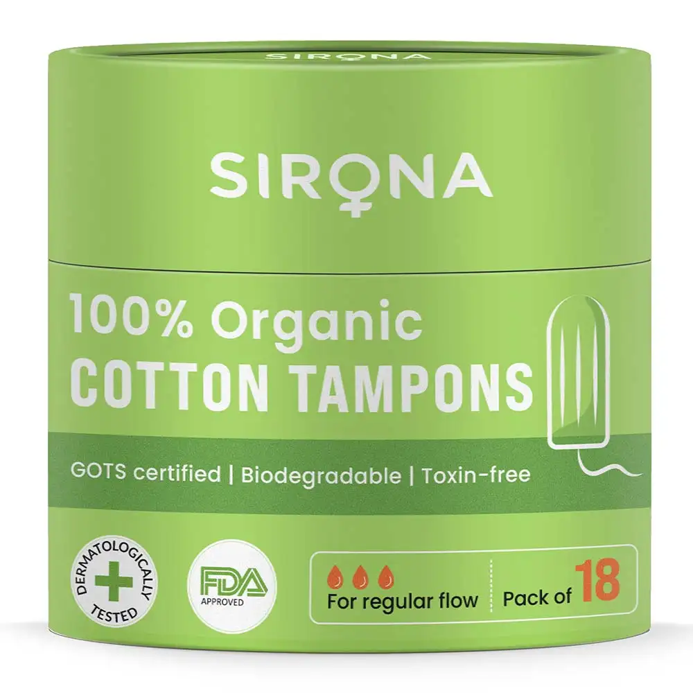 Sirona 100% Organic Cotton Tampons,  18 Piece(s)/Pack  for Regular Flow