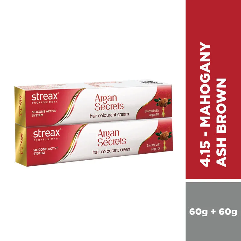 Streax Professional Argan Secret Hair Colourant Cream M A B Brn 4.15 (Pack Of 2)