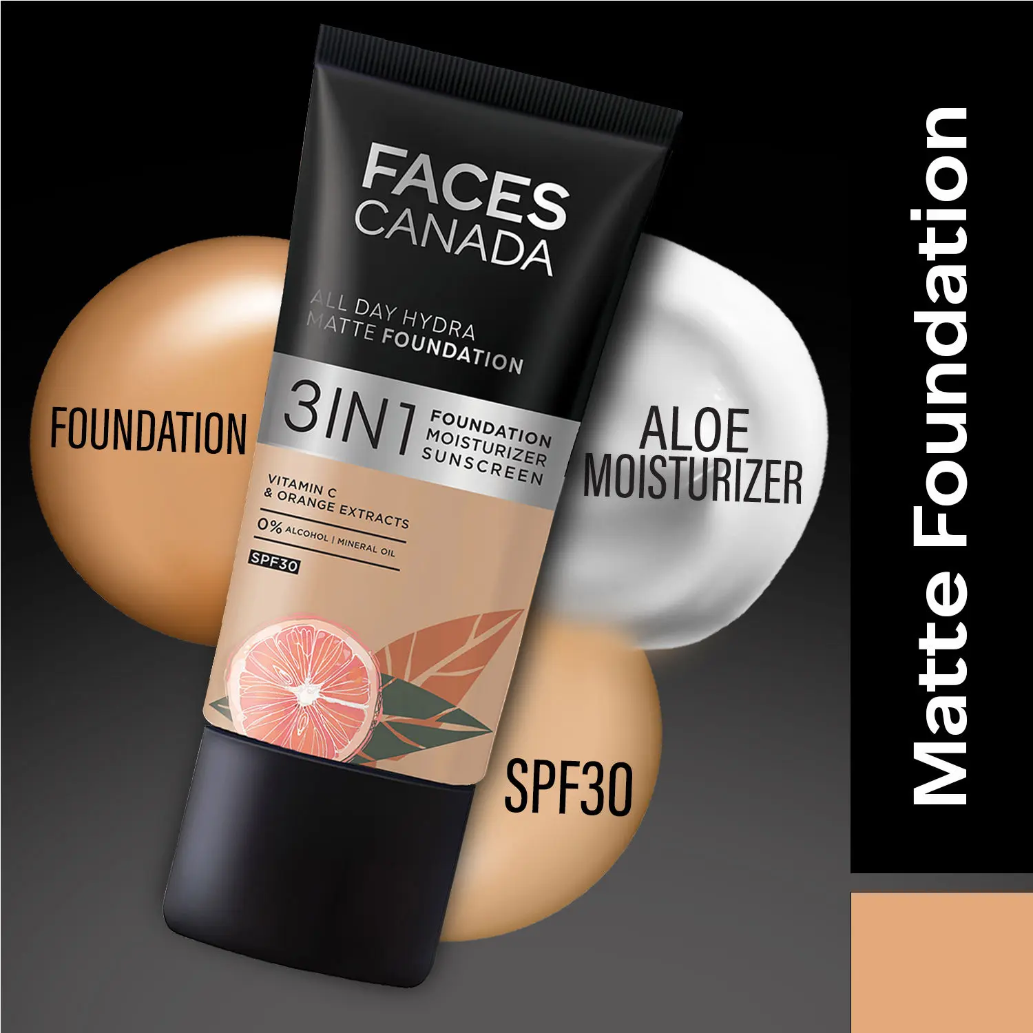 FACES CANADA All Day Hydra Matte Foundation Medium Natural 022 15ml | SPF 30 | 24HR Hydration | Aloe Hydration | Oil-Free Matte | Vit C | Paraben Free | Alcohol Free | No Mineral Oil | Vegan