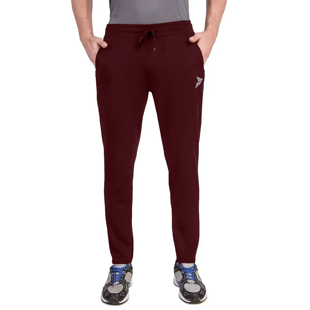 Fitinc Dobby Stretchable Trackpant for Men with Two Zipper Pockets,  Maroon  XL