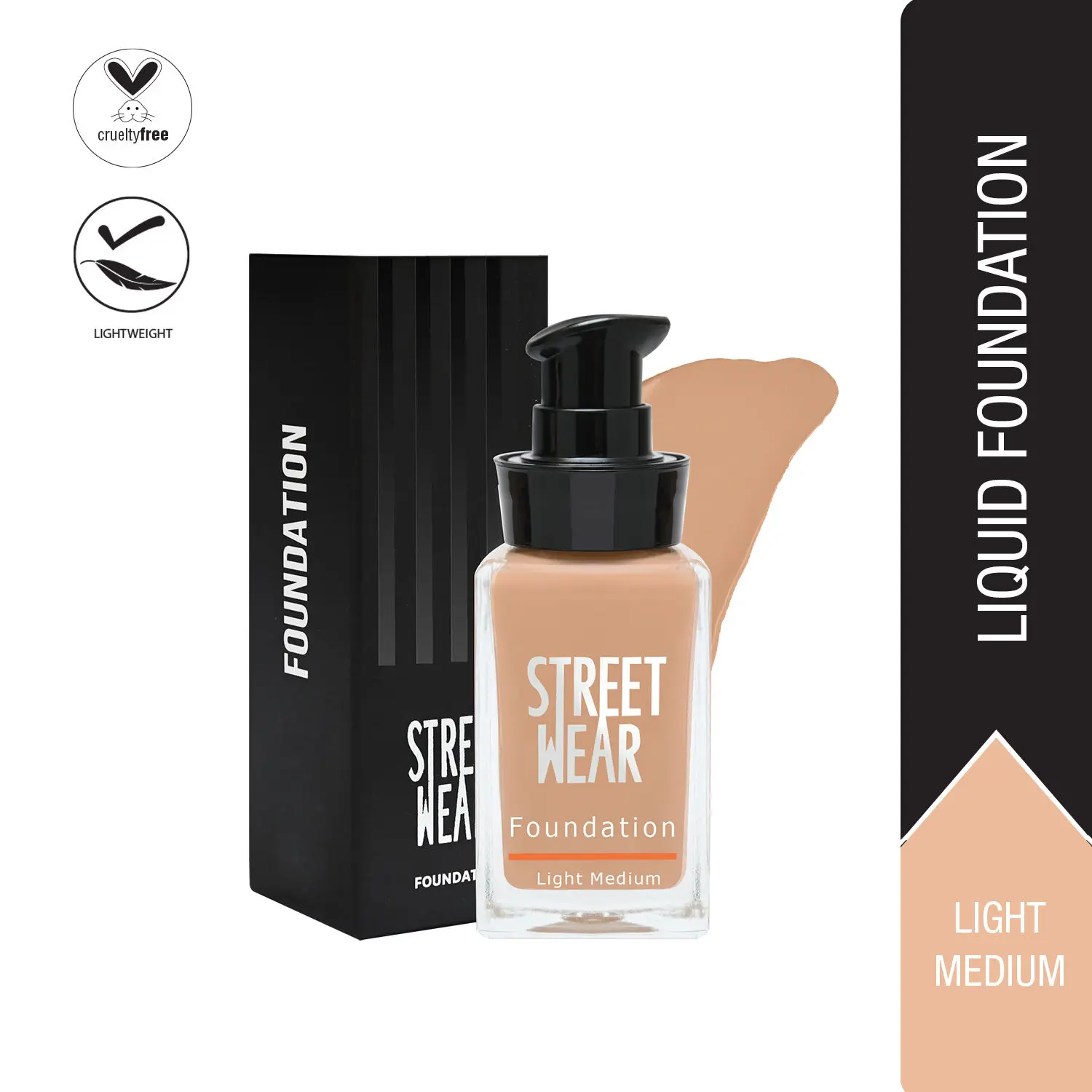 STREET WEAR® Foundation -Light Medium (Light Medium) - 30 ml -Weightless, Buildable Coverage, Breathable, Water-based Formulation for Daily Use, Enriched with Vitamin E