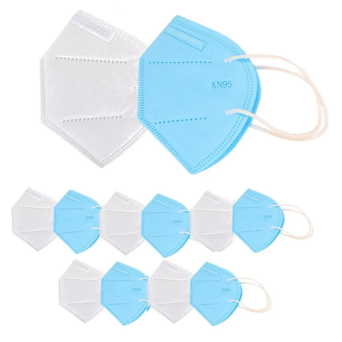 Fabula Pack Of 12 Anti-pollution Reusable 5-layer Mask Color: Blue,white