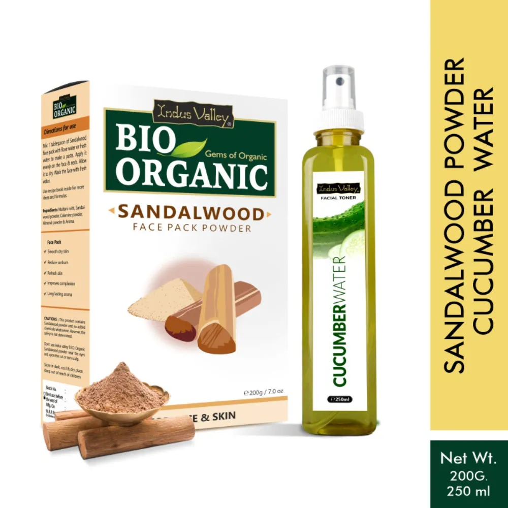 Indus Valley Bio Organic Sandalwood Powder & Aloe Vera Cucumber Water Toner