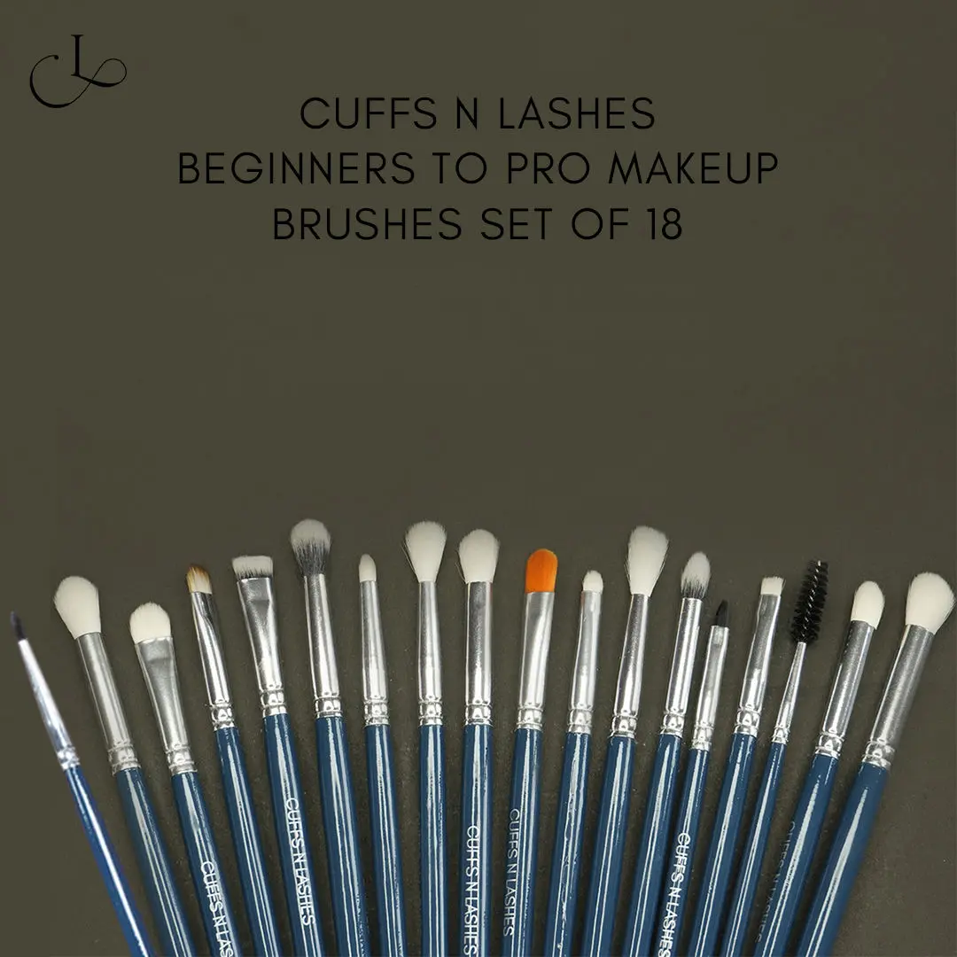 Cuffs N Lashes Makeup Brushes, The ULTIMATE Eye Brush set | Set of 18, Eye Makeup Brushes for Beginners to Pro