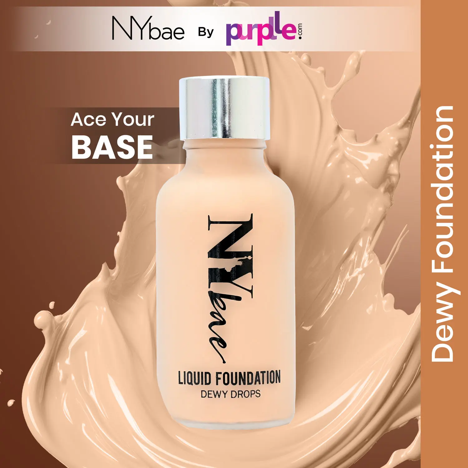 NY Bae Dewy Drops Foundation| Natural Finish | Everyday Glow |Lightweight Concealer | Moisturising - White Coffee 08 (30 ml)