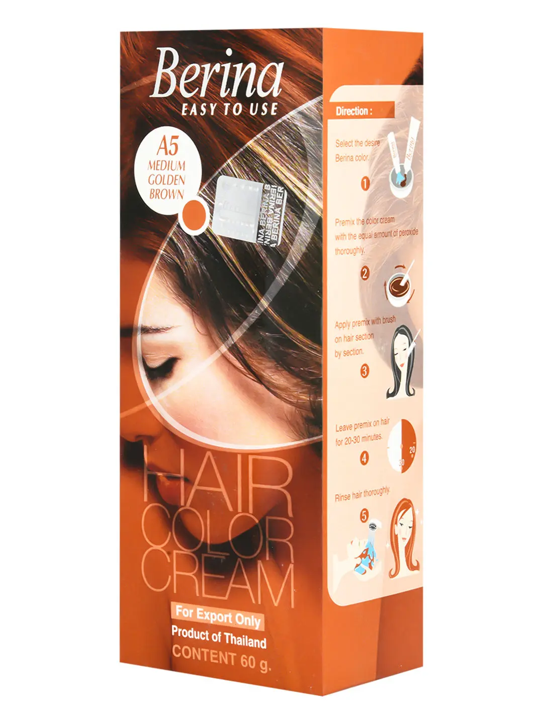 Berina A5 Medium Golden Brown Hair Color Cream 60gm