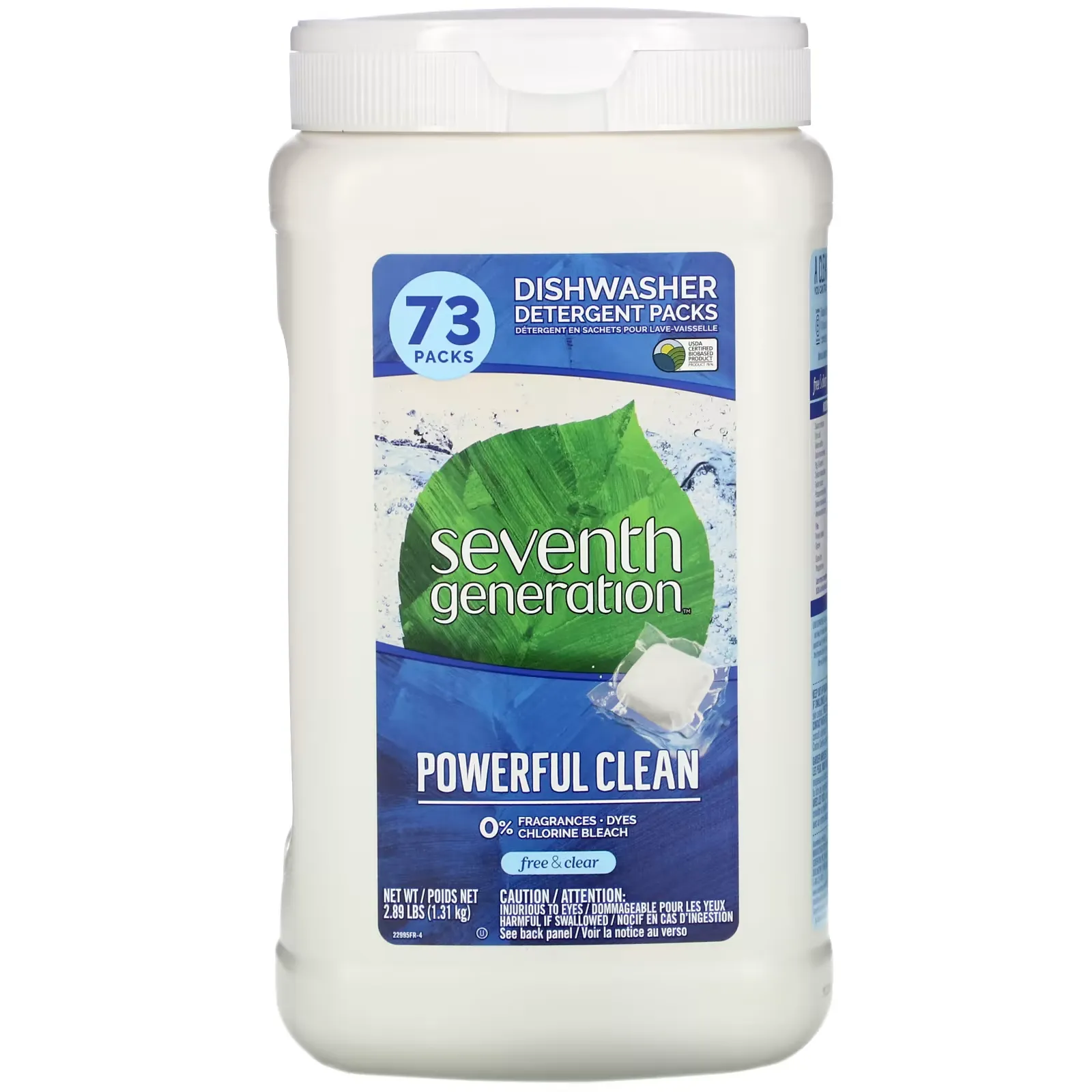 Dishwasher Detergent Packs, Fragrance Free, 73 Packs, 2.89 lbs (1.31 kg)