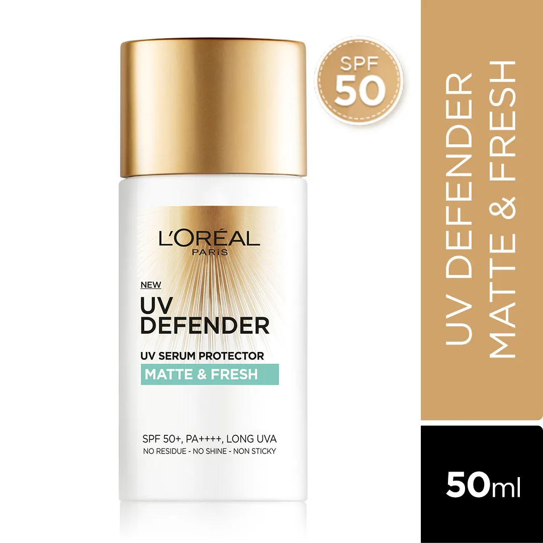 L'Oreal Paris Uv Defender Serum Protector Sunscreen Spf 50+, Matte & Fresh