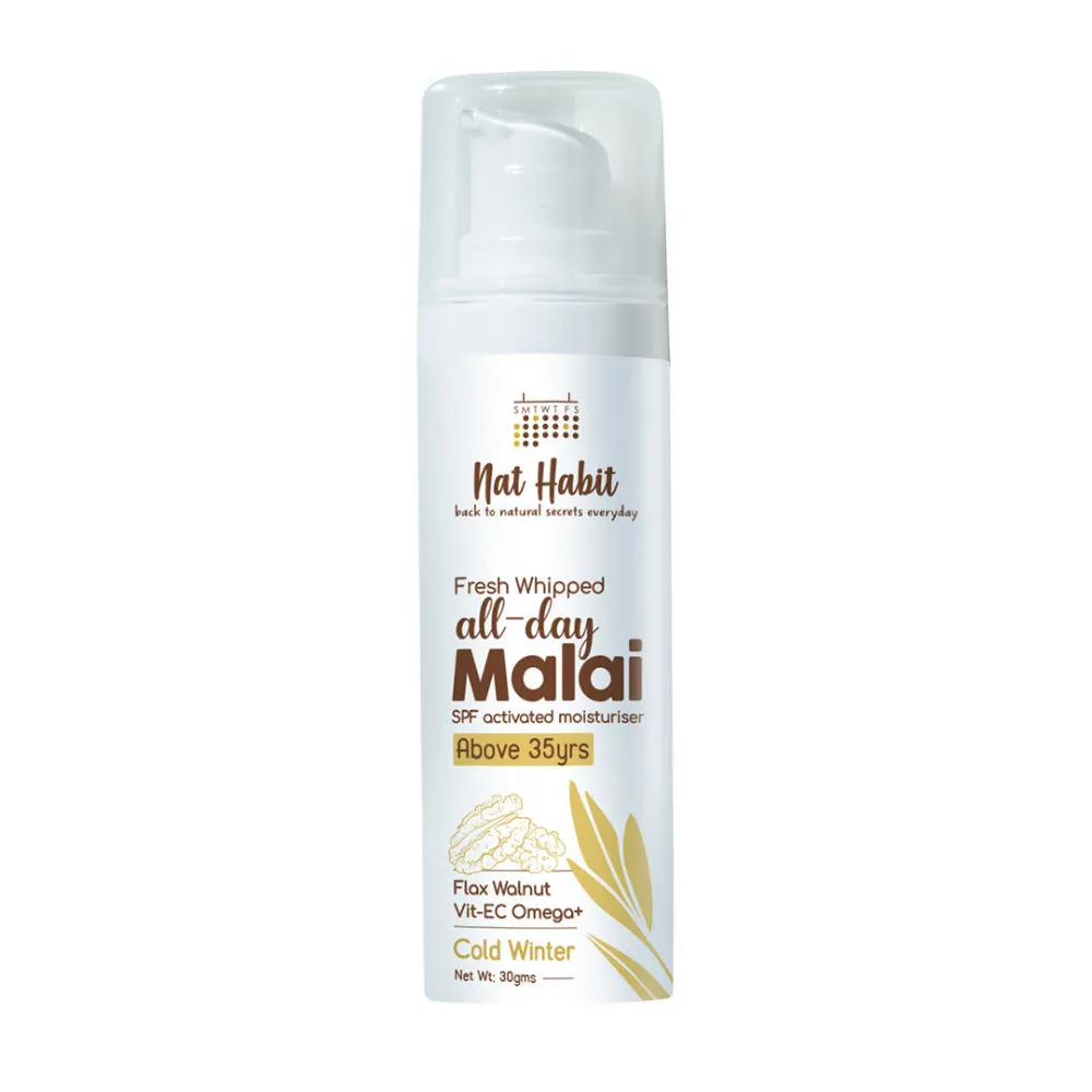 Nat Habit Flax Walnut Vit-EC Omega+ Fresh Whipped All-Day Malai Face Cream for Above 35+ Yrs