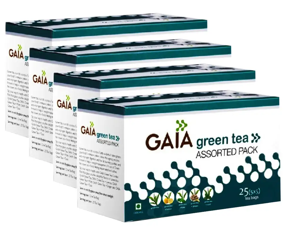 GAIA Green Tea Assorted (Pack of 4),  Unflavoured  25 Piece(s)/Pack