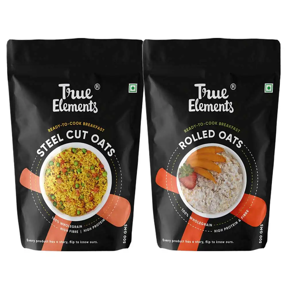 True Elements Rolled and Steel Cut Oats Combo,  2 Piece(s)/Pack  Unflavoured