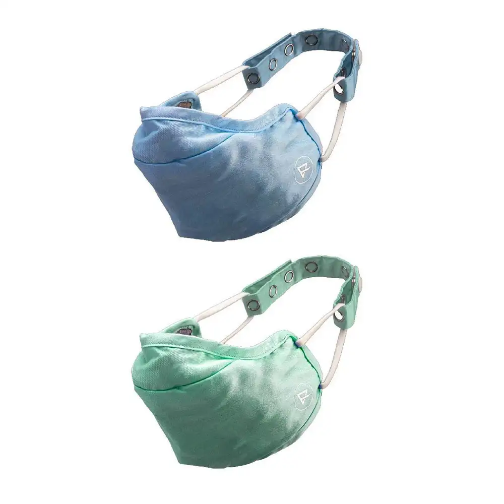 Zero Risque Reusable Face Masks for Men & Women Pack of 2,  Sky Blue & Sea Green