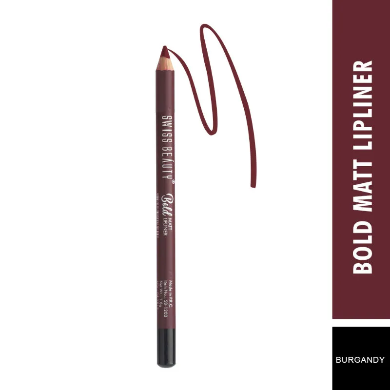 Swiss Beauty Bold Matte Lip Liner Pencil Set with Smudge Free and Waterproof Formula - 9 Burgandy