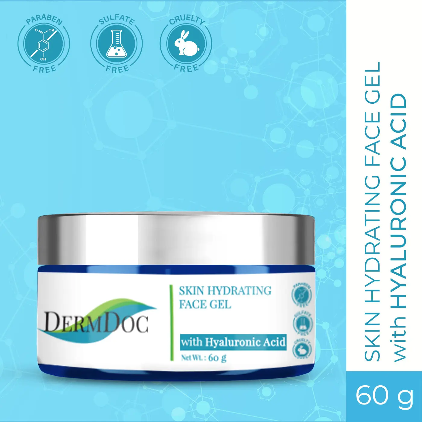 DermDoc Skin Hydrating Face Gel with Hyaluronic Acid (60 g)