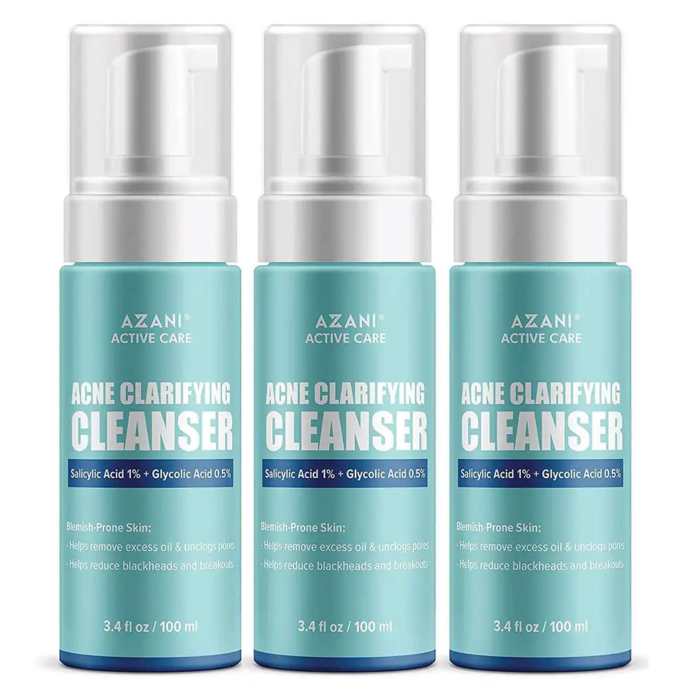 Azani Active Care Acne Clarifying Cleanser,  100 ml  with Salicylic Acid 1% + Glycolic Acid 0.5% (Pack of 3)