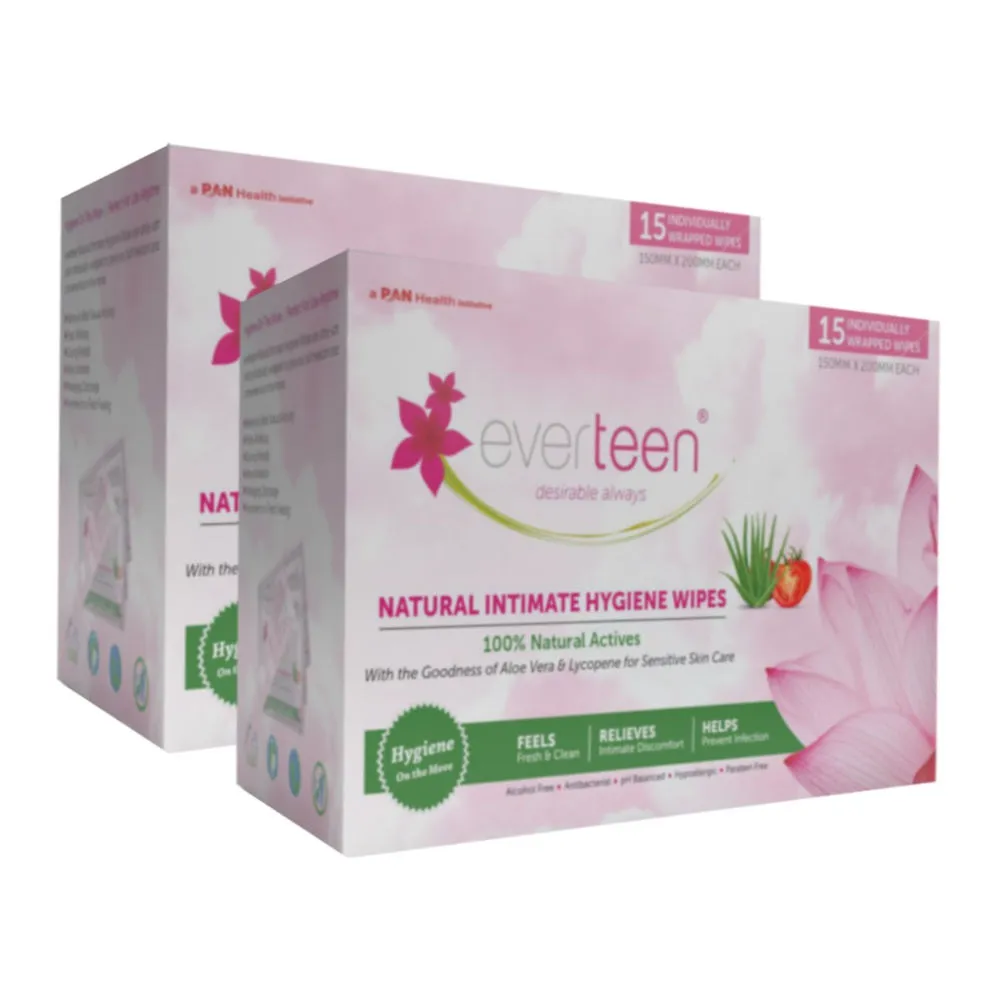 Everteen Natural Feminine Intimate Hygiene Wipes - Pack of 2