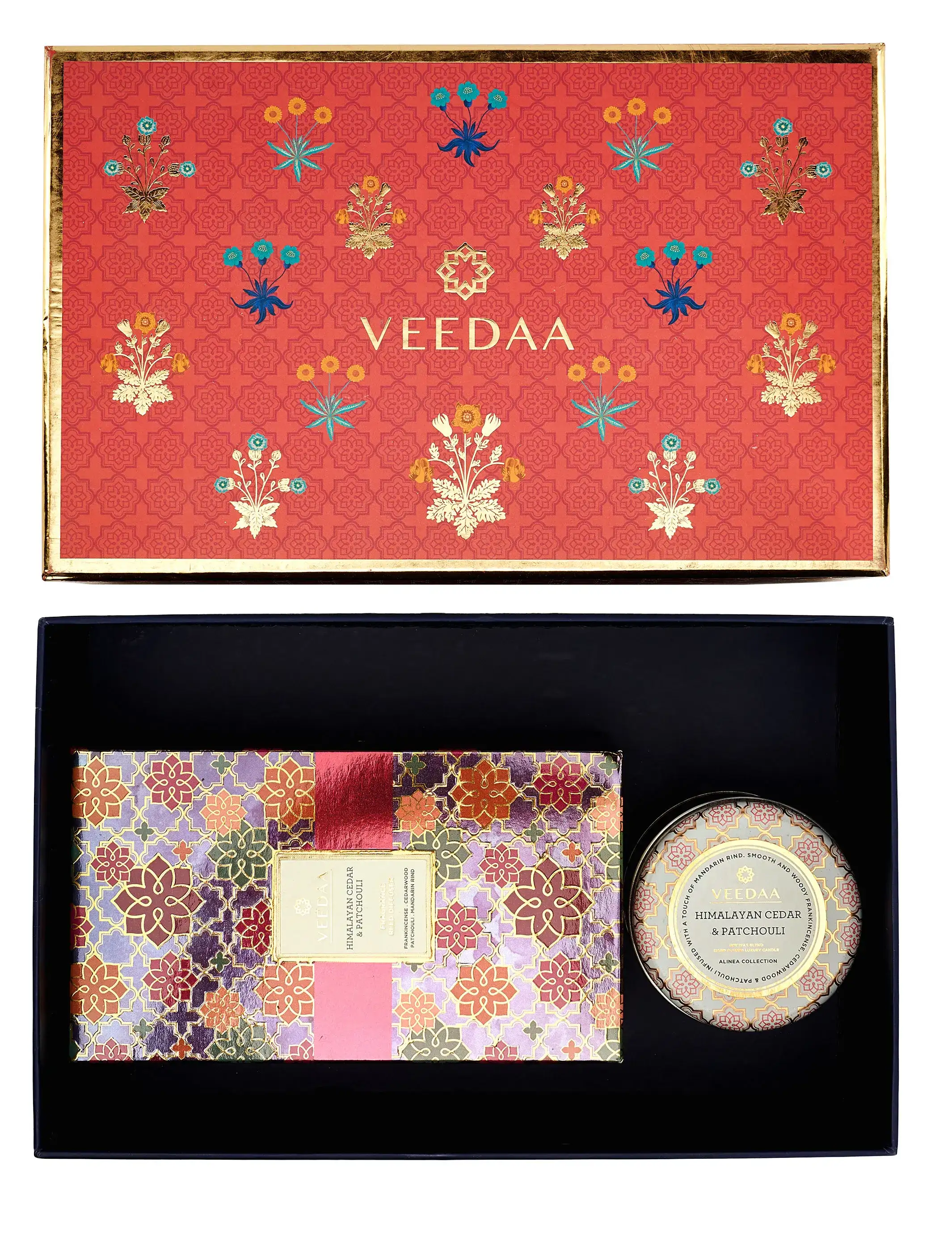 Veedaa Himalayan Cedar & Patchouli Fragrance Reed Diffuser & Mason Tin Scented Candle